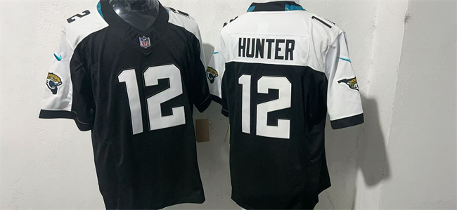 Men's Black/White Jacksonville Jaguars #12 Travis Hunter Draft F.U.S.E. Vapor Limited Stitched Football Jersey