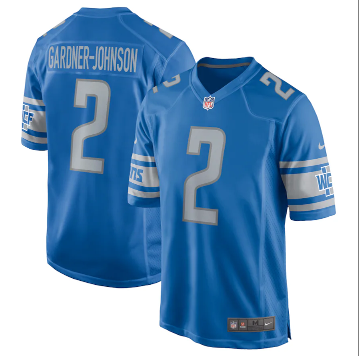 Men's Blue Detroit Lions #2 Chauncey Gardner-Johnson Detroit Lions Stitched Game Jersey