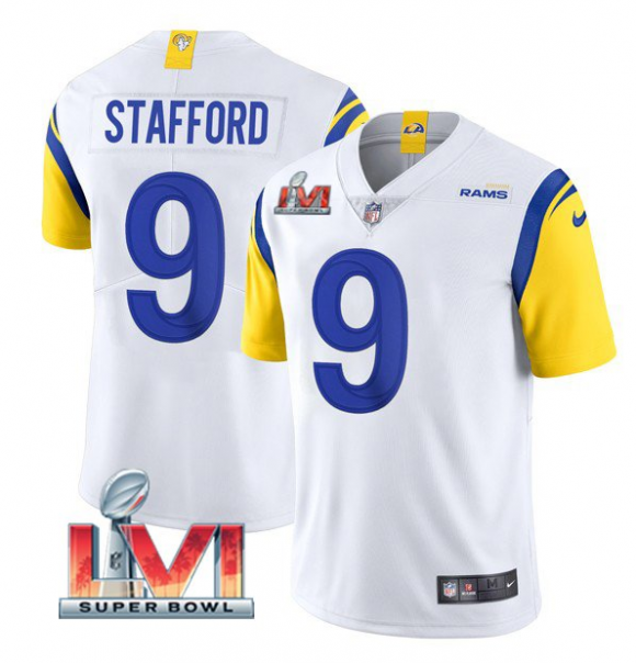 Men's White Los Angeles Rams #9 Matthew Stafford 2022 Super Bowl LVI Vapor Limited Stitched Jersey