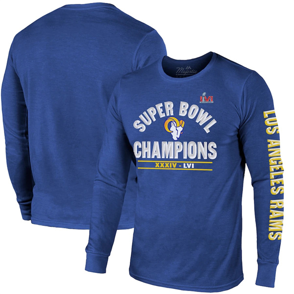 Men's Royal Los Angeles Rams 2022 Super Bowl LVI Champions Long Sleeve T-Shirt