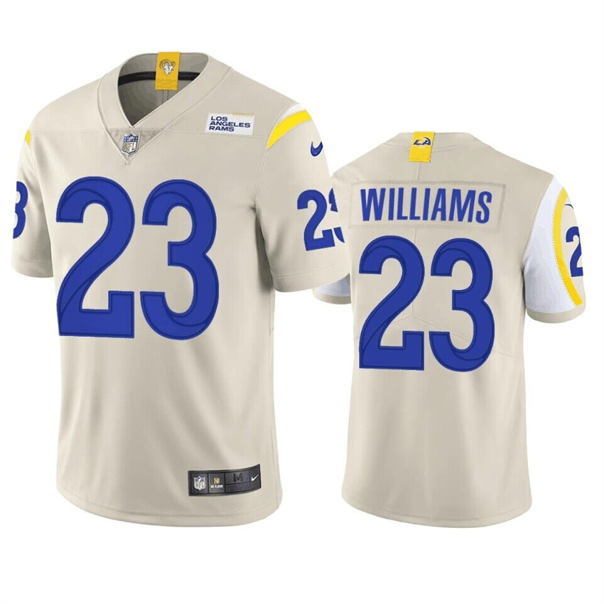 Men's Bone Los Angeles Rams #23 Kyren Williams Vapor Limited Stitched Football Jersey