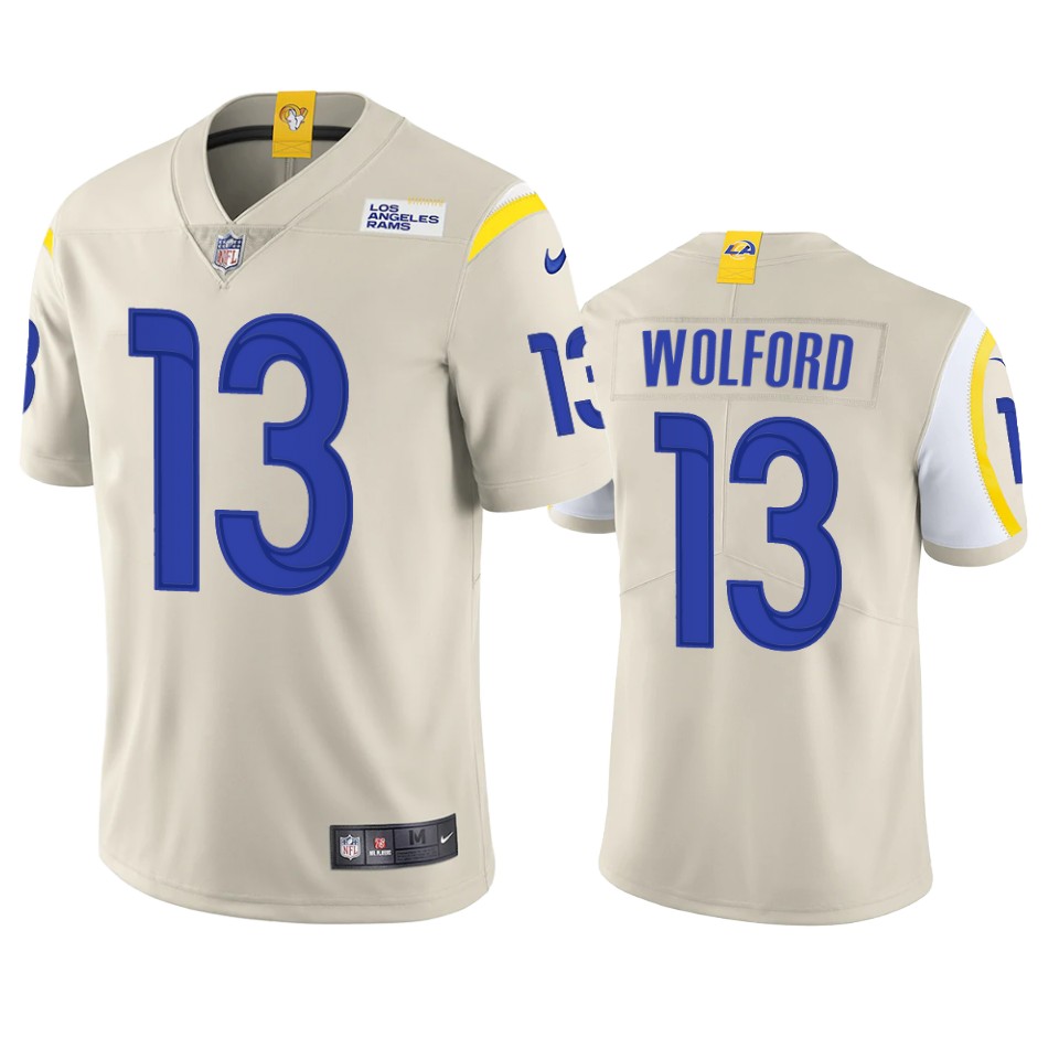 Men's Bone Los Angeles Rams #13 John Wolford  Vapor Untouchable Limited Stitched Football Jersey