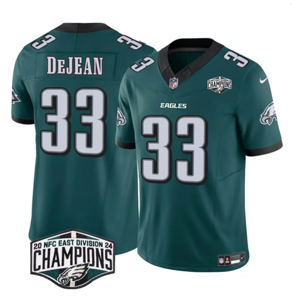 Men's Green Philadelphia Eagles #33 Cooper DeJean 2024 New NFC East Champions F.U.S.E. Vapor Untouchable Limited Stitched Football Jersey