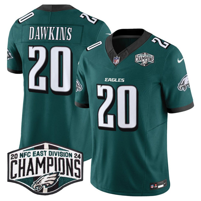 Men's Green Philadelphia Eagles #20 Brian Dawkins 2024 New NFC East Champions F.U.S.E. Vapor Untouchable Limited Stitched Football Jersey