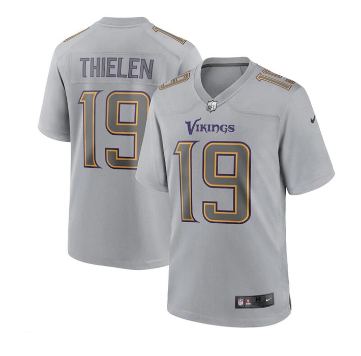 Men's Grey Minnesota Vikings #19 Adam Thielen Atmosphere Fashion Stitched Game Jersey