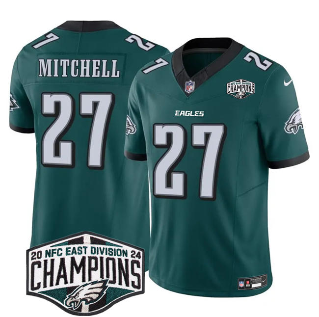 Men's Green Philadelphia Eagles #27 Quinyon Mitchell 2024 New NFC East Champions F.U.S.E. Vapor Untouchable Limited Stitched Football Jersey