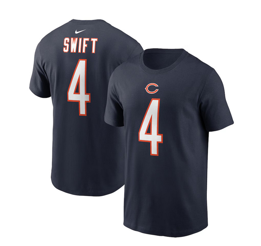 Men's Navy Chicago Bears Active Player Custom Player Name & Number T-Shirt