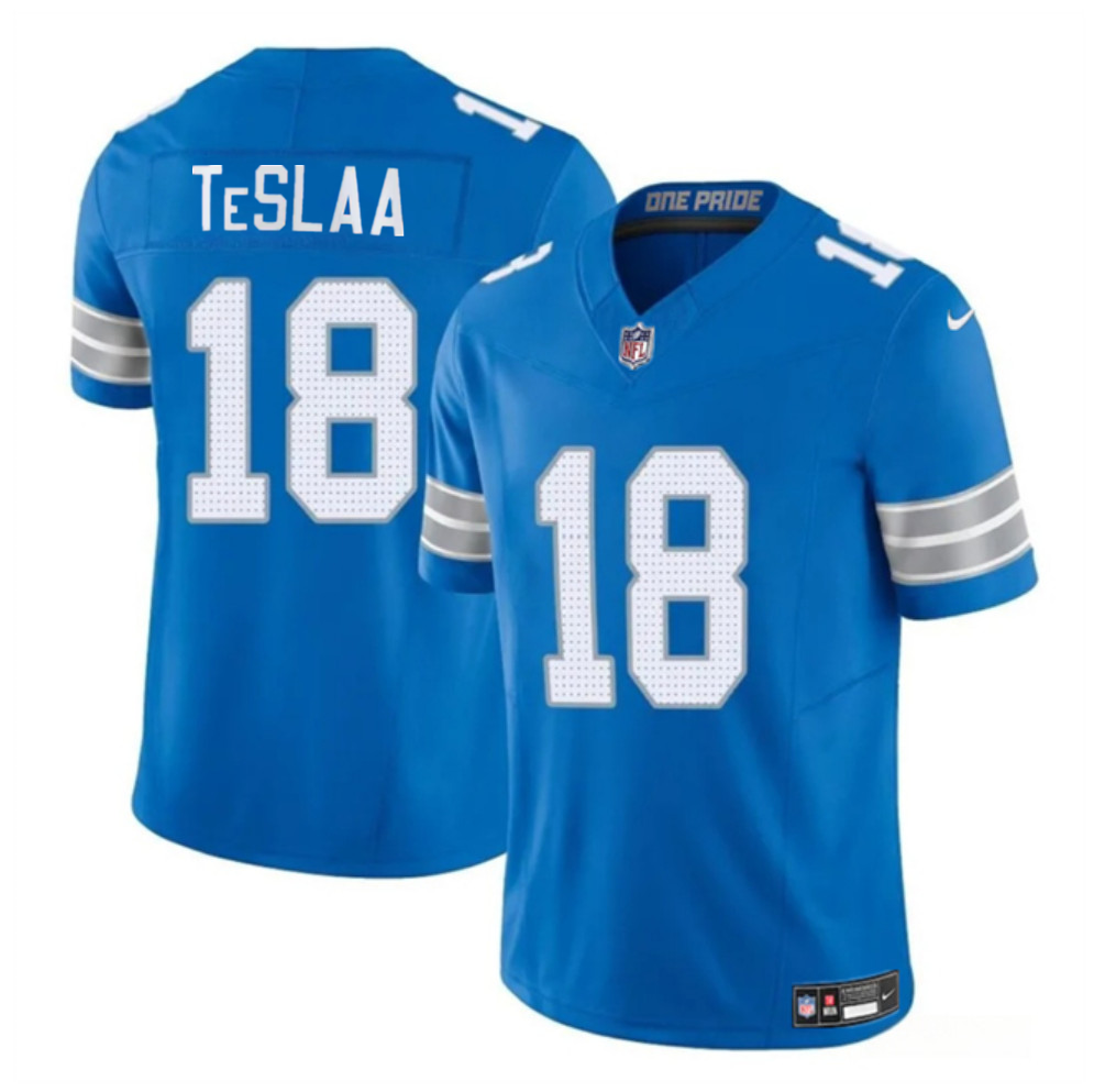 Men's Blue Detroit Lions #18 Isaac TeSlaa 2025 Draft F.U.S.E. Vapor Limited Stitched Jersey