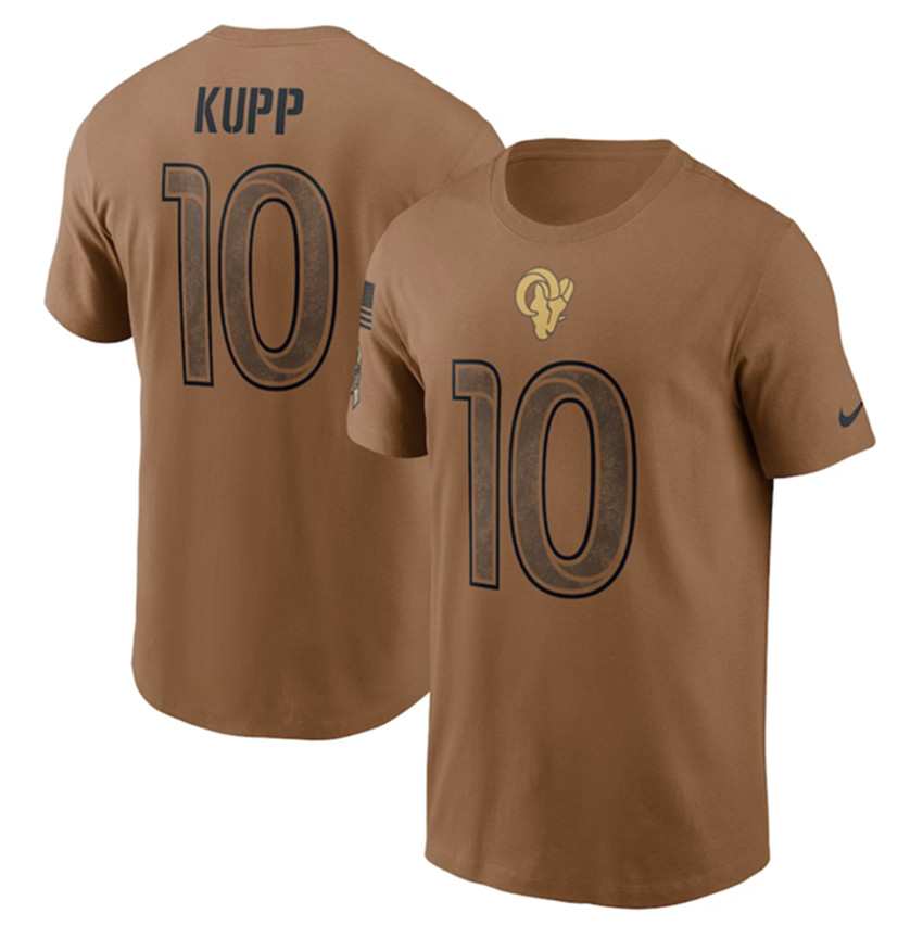 Men's Brown Los Angeles Rams #10 Cooper Kupp 2023 Salute To Service Name & Number T-Shirt