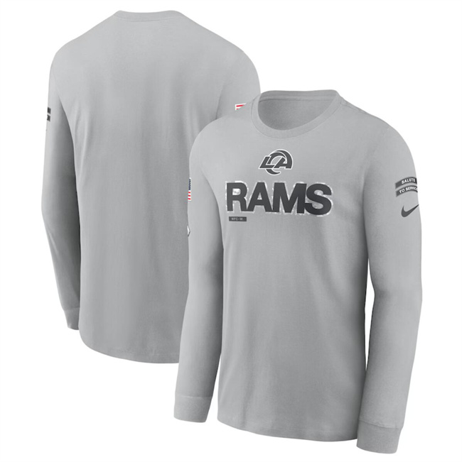 Men's Gray Los Angeles Rams 2024 Salute To Service Long Sleeve T-Shirt