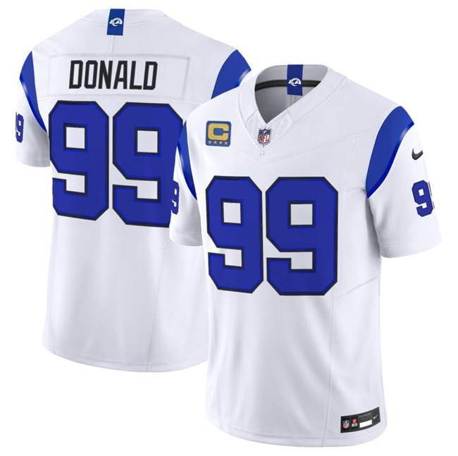 Men's White Los Angeles Rams #99 Aaron Donald Fearsome 2026 F.U.S.E. 4-Star C Patch Vapor Limited Stitched Football Jersey