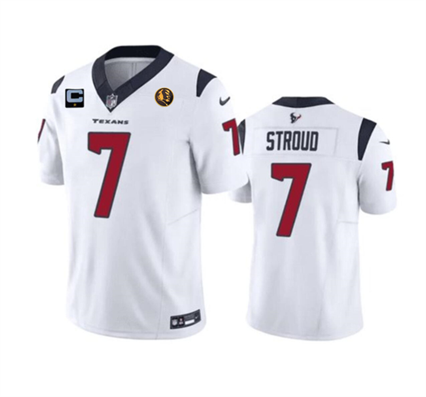Men's White Houston Texans #7 C.J. Stroud 2023 F.U.S.E. With 1-Star C Patch John Madden Patch Vapor Limited Stitched Football Jersey