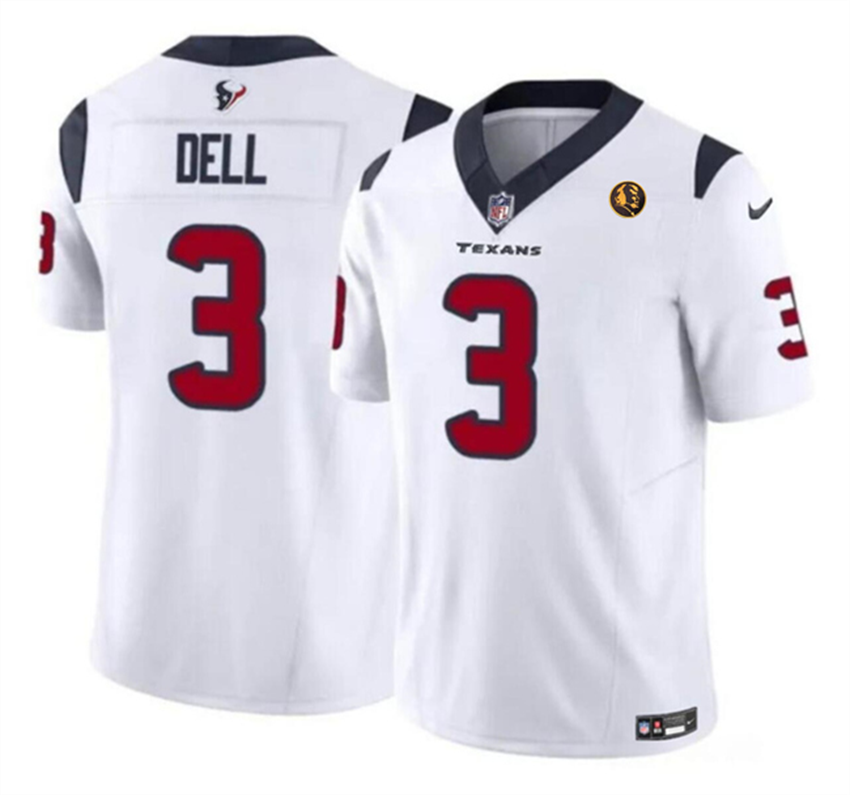 Men's White Houston Texans #3 Tank Dell 2023 F.U.S.E. With John Madden Patch Vapor Limited Stitched Football Jersey