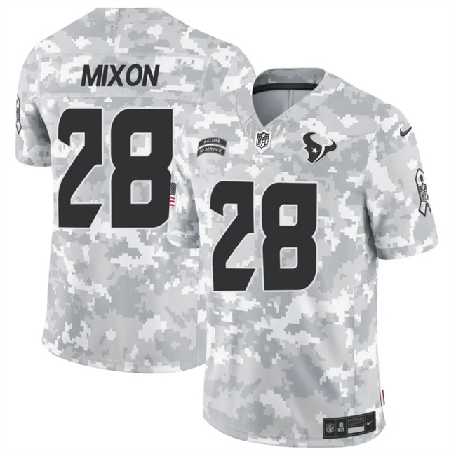 Men's Arctic Camo Houston Texans #28 Joe Mixon 2024 F.U.S.E Salute to Service Limited Stitched Football Jersey