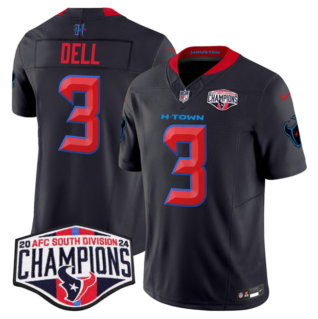 Men's Navy Houston Texans #3 Tank Dell 2nd Alternate F.U.S.E. 2024 AFC South Division Champions Vapor Limited Stitched Football Jersey