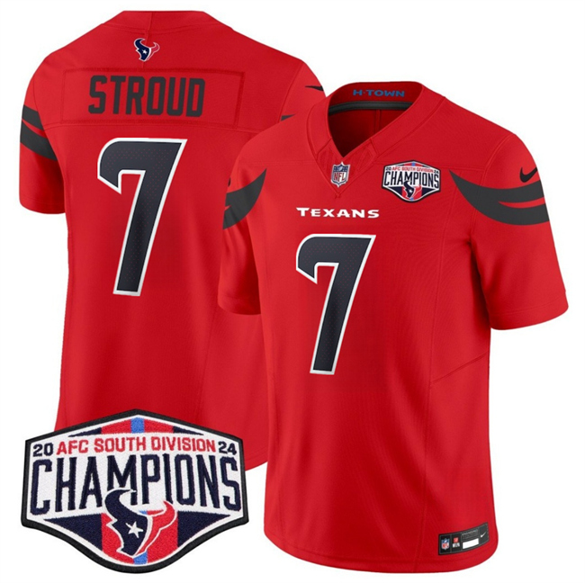 Men's Red Houston Texans #7 C.J. Stroud F.U.S.E. 2024 AFC South Division Champions Vapor Limited Stitched Football Jersey