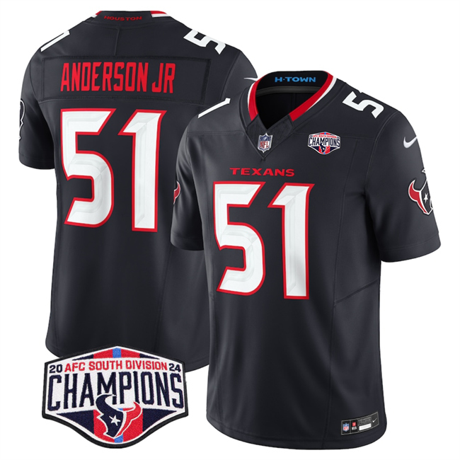 Men's Navy Houston Texans #51 Will Anderson Jr. F.U.S.E. 2024 AFC South Division Champions Vapor Limited Stitched Football Jersey