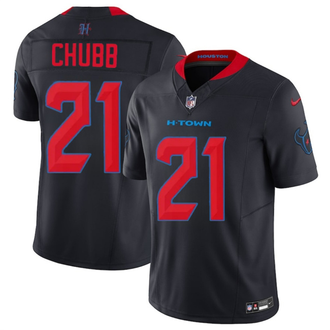 Men's Navy Houston Texans #21 Nick Chubb 2nd Alternate 2025 F.U.S.E. Vapor Limited Stitched Football Jersey