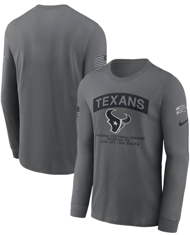 Men's Gray Houston Texans 2026 Salute to Service Long Sleeve T-Shirt