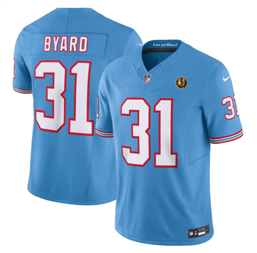 Men's Blue Tennessee Titans #31 Kevin Byard 2023 F.U.S.E. Throwback With John Madden Patch Vapor Limited Stitched Football Jersey