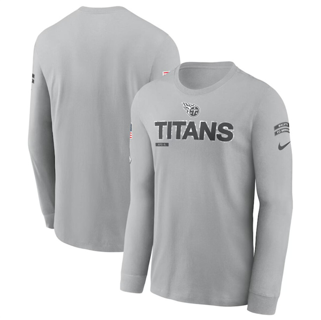 Men's Gray Tennessee Titans 2024 Salute To Service Long Sleeve T-Shirt