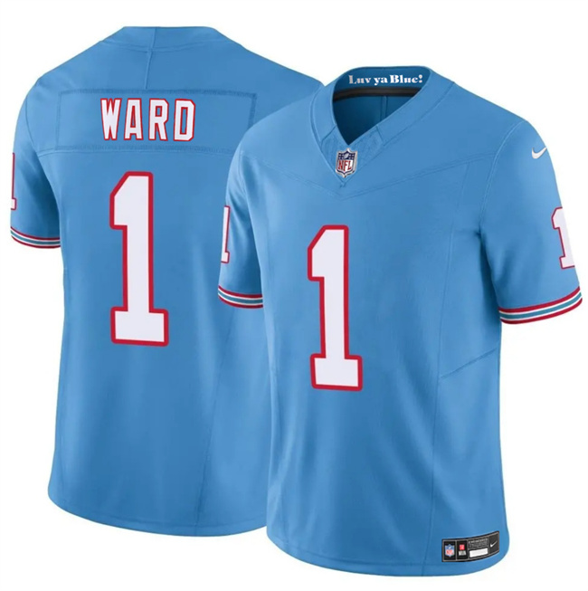 Men's Blue Tennessee Titans #1 Cameron Ward 2025 Draft F.U.S.E. Throwback Vapor Limited Stitched Football Jersey