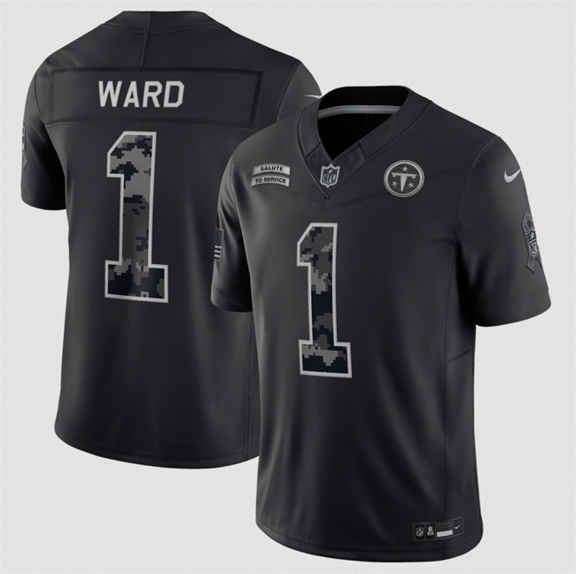 Men's Black Tennessee Titans #1 Cameron Ward F.U.S.E. 2026 Salute to Service Limited Stitched Football Jersey