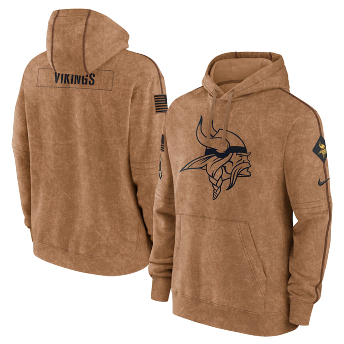 Men's Brown Minnesota Vikings 2023 Salute To Service Pullover Hoodie