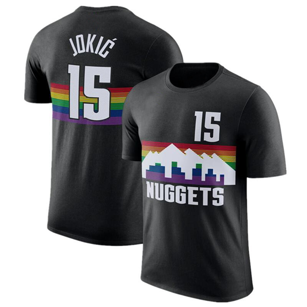 Men's Black Denver Nuggets #15 Nikola Jokic T-Shirt