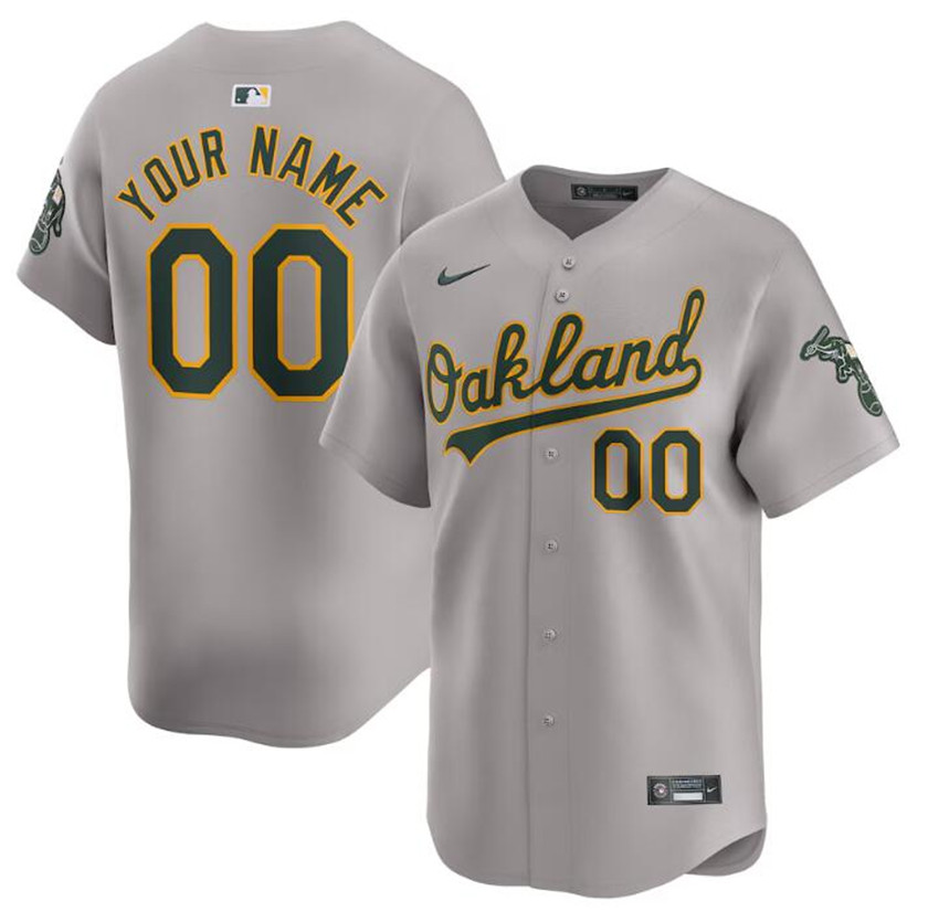 Men's Grey Oakland Athletics Active Player Custom Away Limited Stitched Jersey