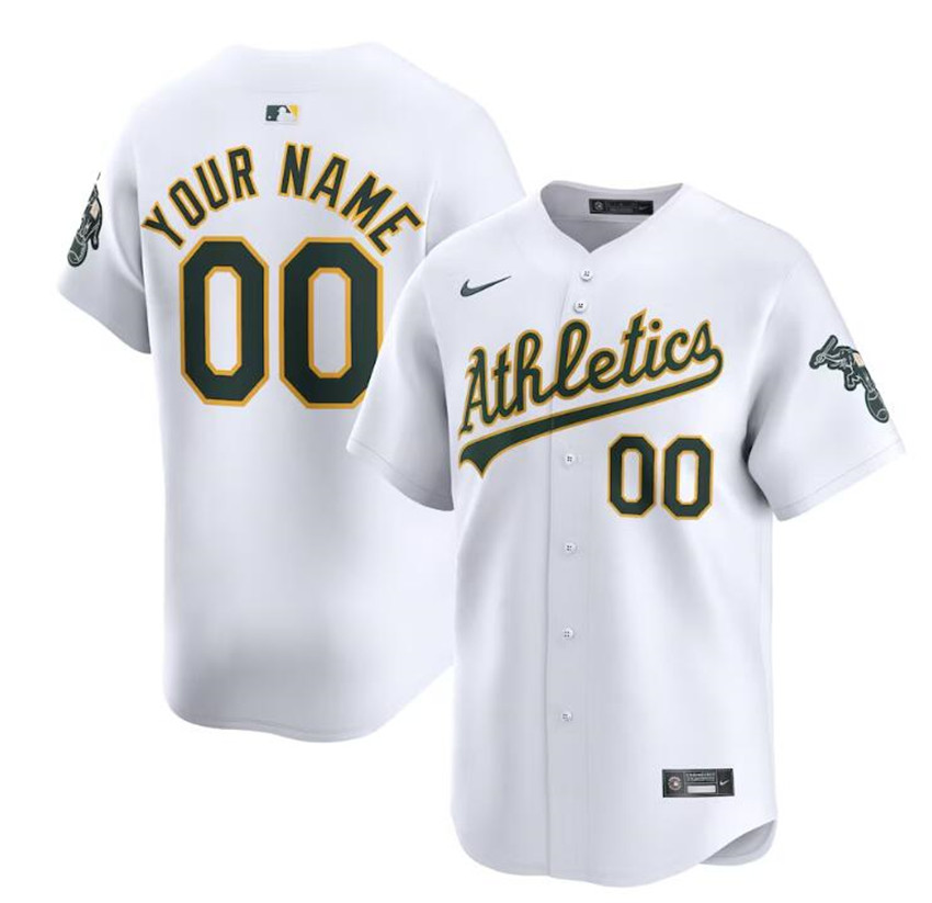 Men's White Oakland Athletics Active Player Custom Away Limited Stitched Jersey