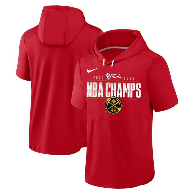 Men's Red Denver Nuggets Champions Performance Short Sleeve Pullover Hoodie