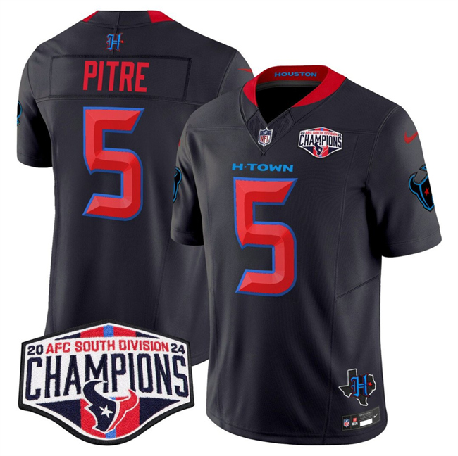 Men's Navy Houston Texans #5 Jalen Pitre 2nd Alternate F.U.S.E. 2024 AFC South Division Champions Vapor Limited Stitched Football Jersey