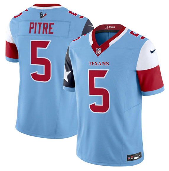 Men's Blue Houston Texans #5 Jalen Pitre 2024 F.U.S.E. V5 Limited Stitched Football Jersey