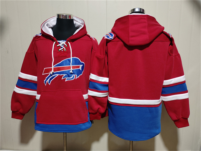 Men's Red Buffalo Bills Blank Ageless Must-Have Lace-Up Pullover Hoodie