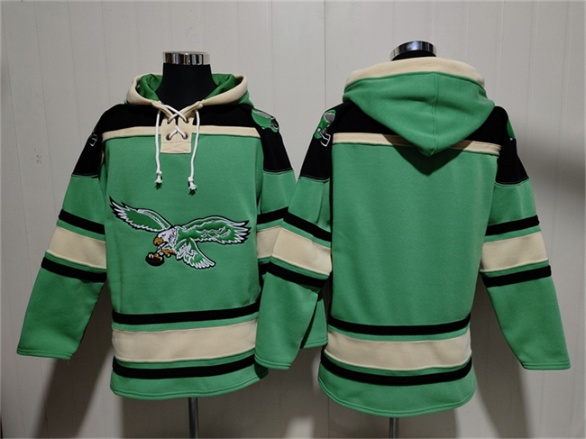 Men's Green Philadelphia Eagles Blank Ageless Must-Have Lace-Up Pullover Hoodie