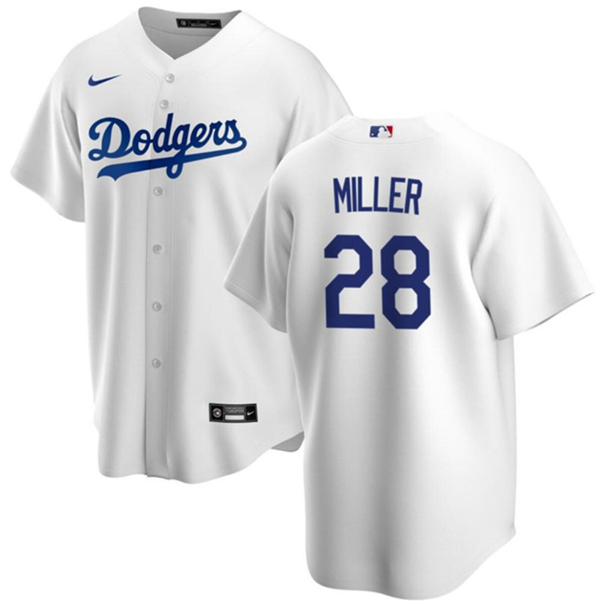 Men's White Los Angeles Dodgers #28 Bobby Miller Cool Base Stitched Baseball Jersey