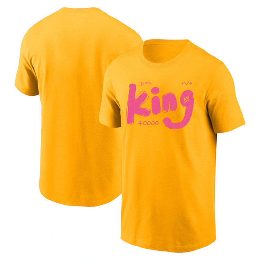 Men's Yellow Los Angeles Lakers King James T-Shirt