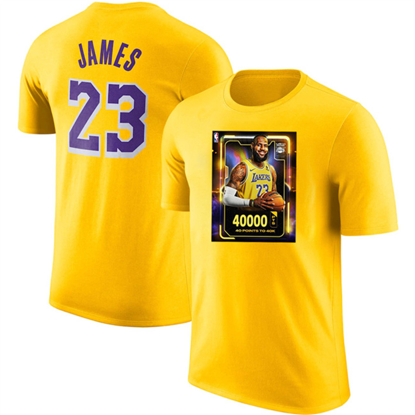 Men's Yellow Los Angeles Lakers #23 LeBron James T-Shirt