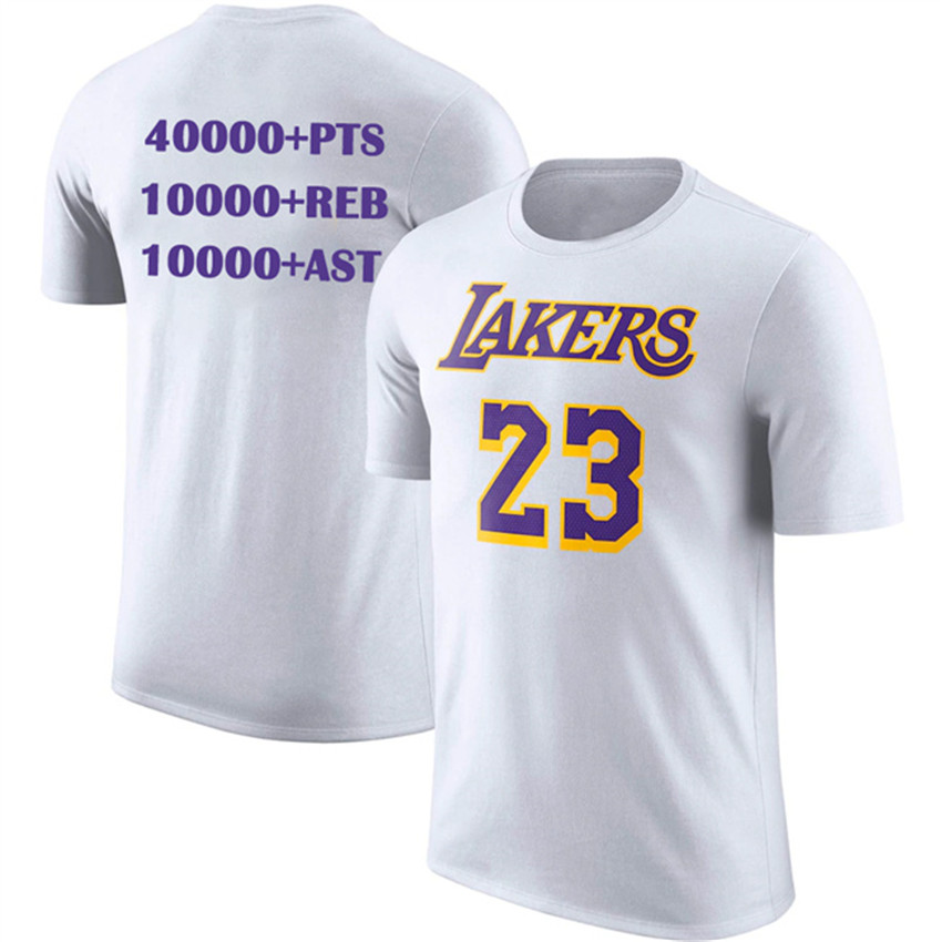 Men's White Los Angeles Lakers #23 LeBron James T-Shirt
