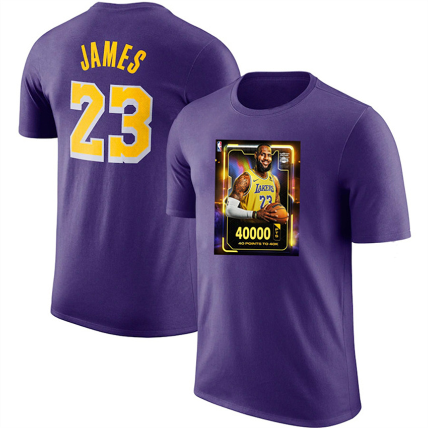 Men's Purple Los Angeles Lakers #23 LeBron James T-Shirt