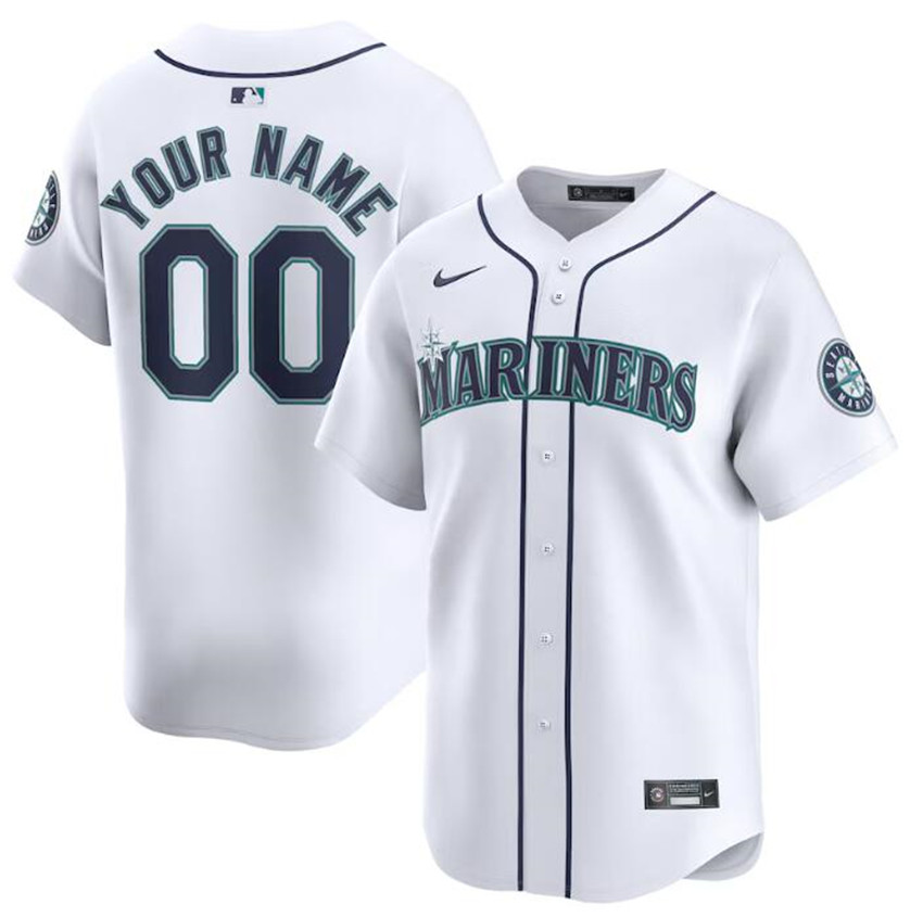 Men's White Seattle Mariners Active Player Custom Home Limited Stitched jersey