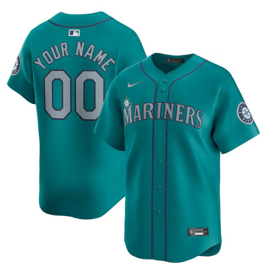 Men's Aqua Seattle Mariners Active Player Custom Alternate Limited Stitched jersey