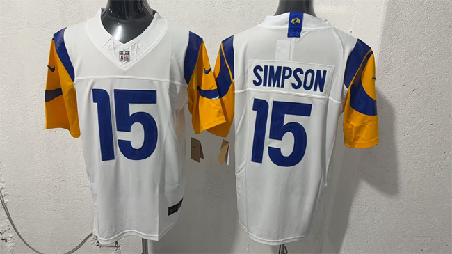 Men's White Los Angeles Rams #15 Ty Simpson 2026 Draft F.U.S.E. Vapor Limited Stitched Football Jersey