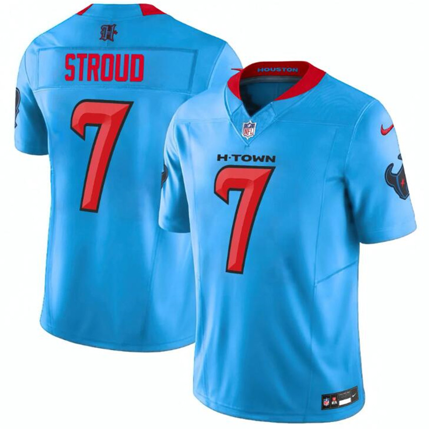 Men's Blue Houston Texans Active Player Custom 2024 Vapor F.U.S.E. Limited Stitched Jersey