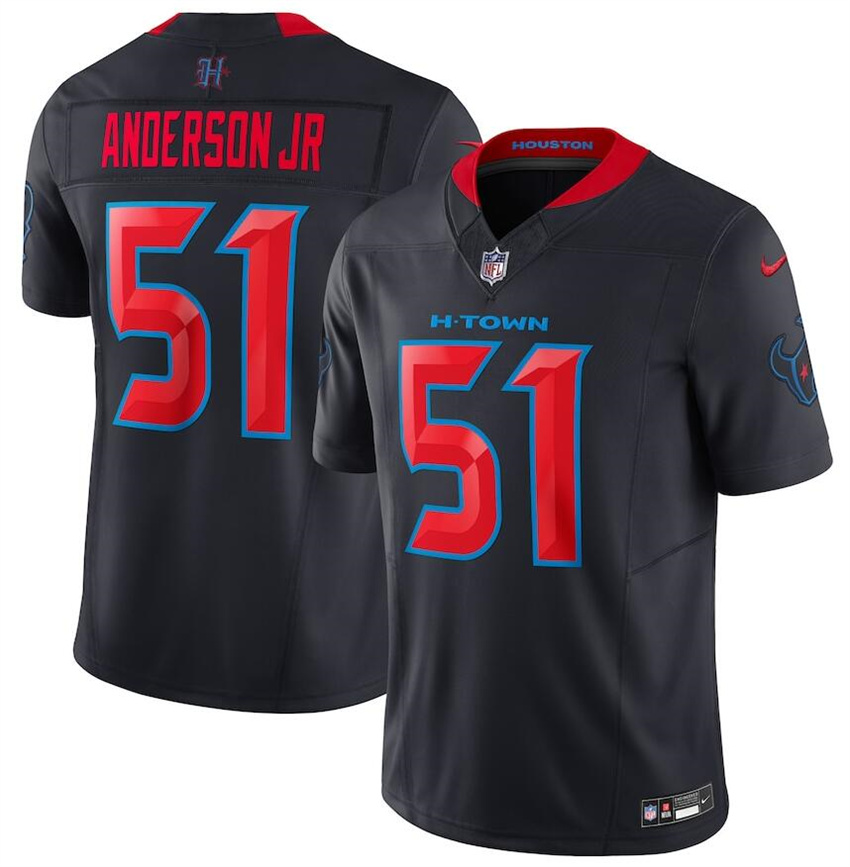 Men's Navy Houston Texans #51 Will Anderson Jr. 2024 2nd Alternate F.U.S.E Vapor Stitched Jersey