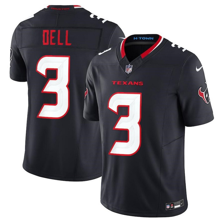 Men's Navy Houston Texans #3 Tank Dell 2024 Vapor F.U.S.E. Limited Stitched Jersey