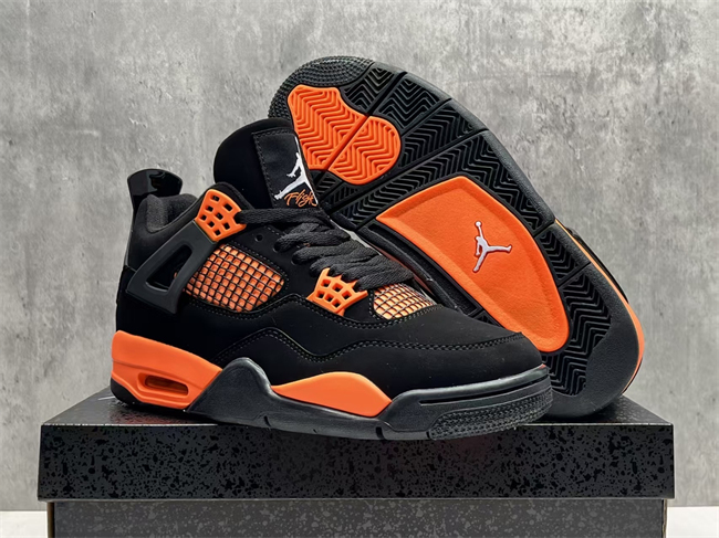 Women's Black/Orange Running weapon Jordan 4 Shoes 055